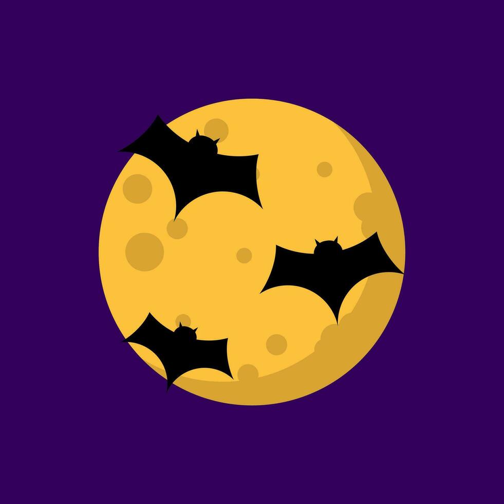 Halloween Bat Moon Element Vector