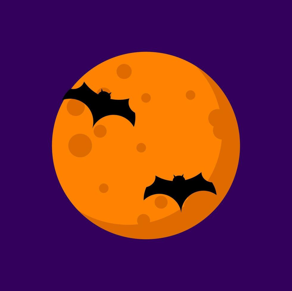 Halloween Bat Moon Element Vector