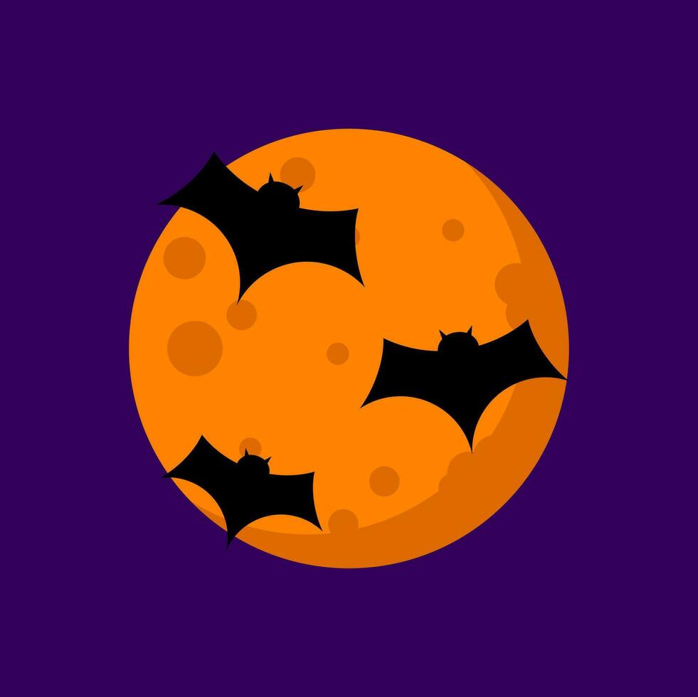 Halloween Bat Moon Element Vector