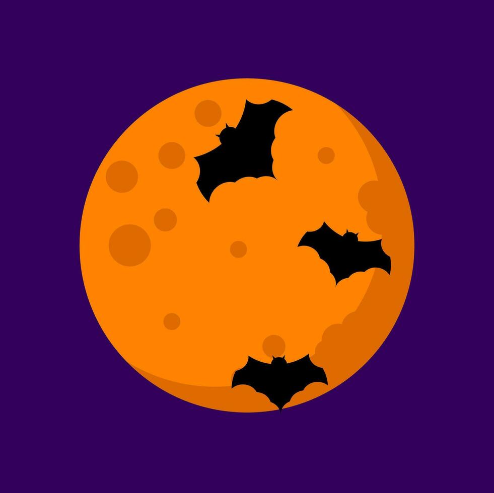 Halloween Bat Moon Element Vector