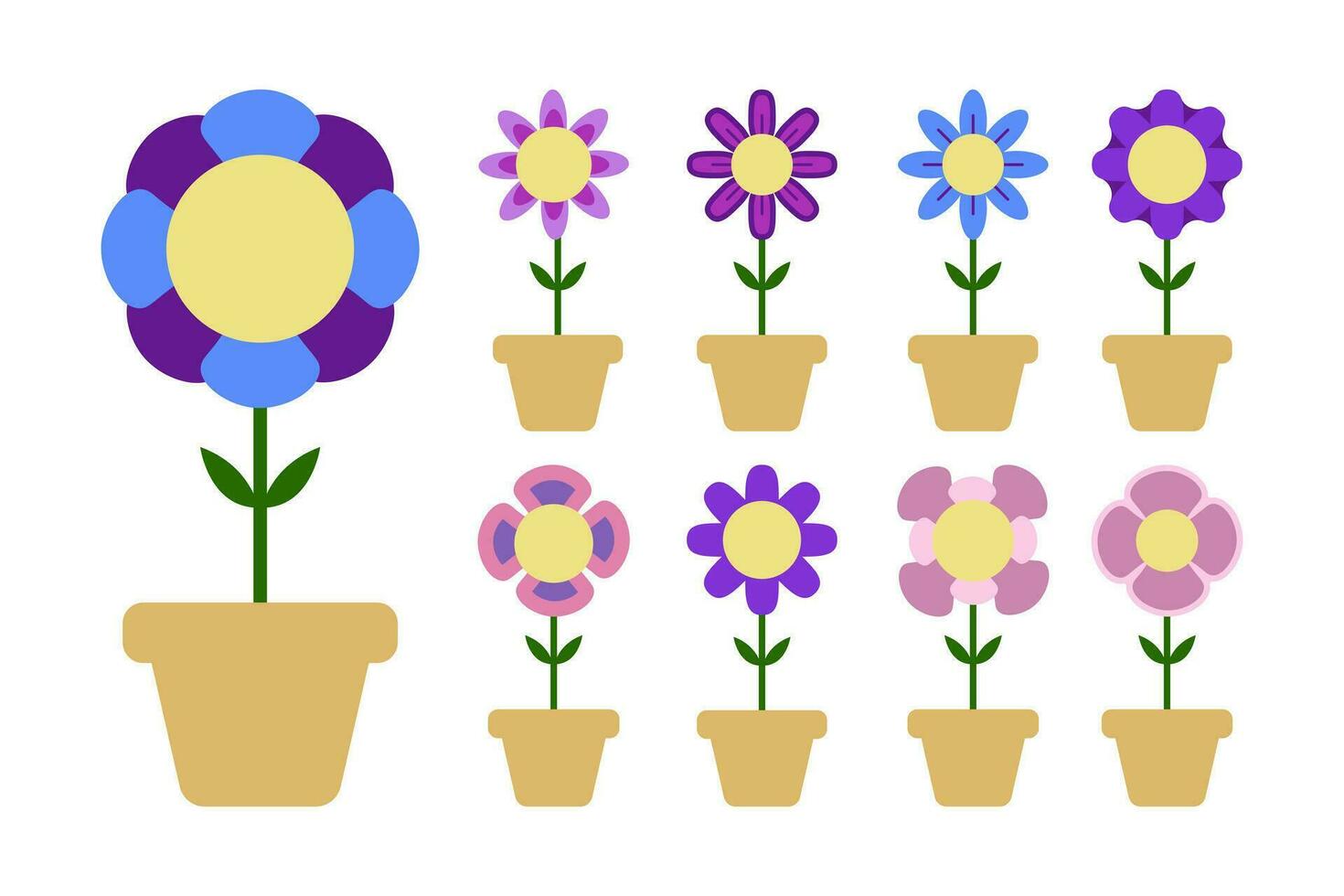 Flower Plant Illustration Vector Set . Plant Nature Element .