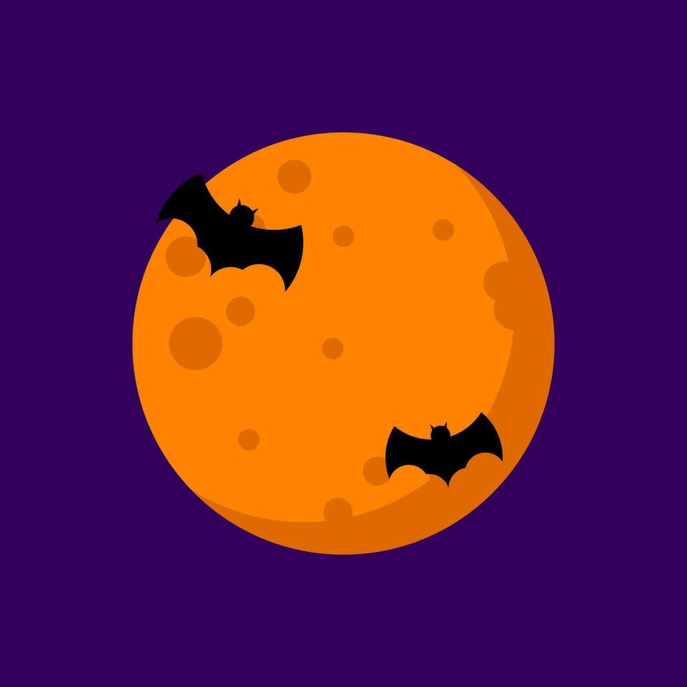 Halloween Bat Moon Element Vector