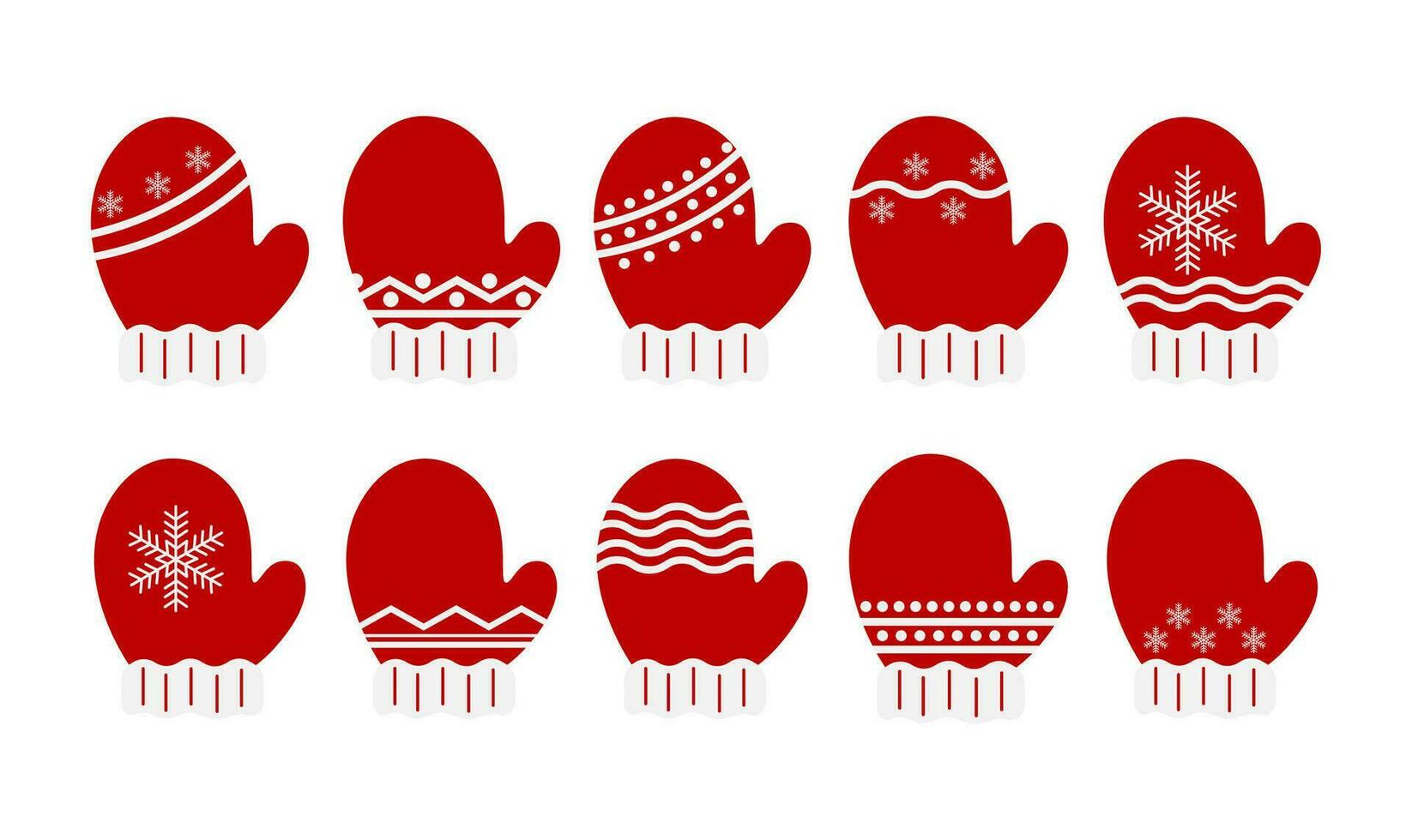 Winter Mitten Flat Illustration Set Collection vector