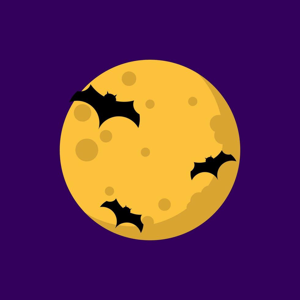 Halloween Bat Moon Element Vector