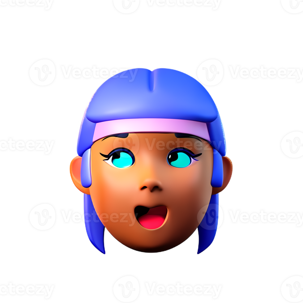 little girl face 3d rendering icon illustration png