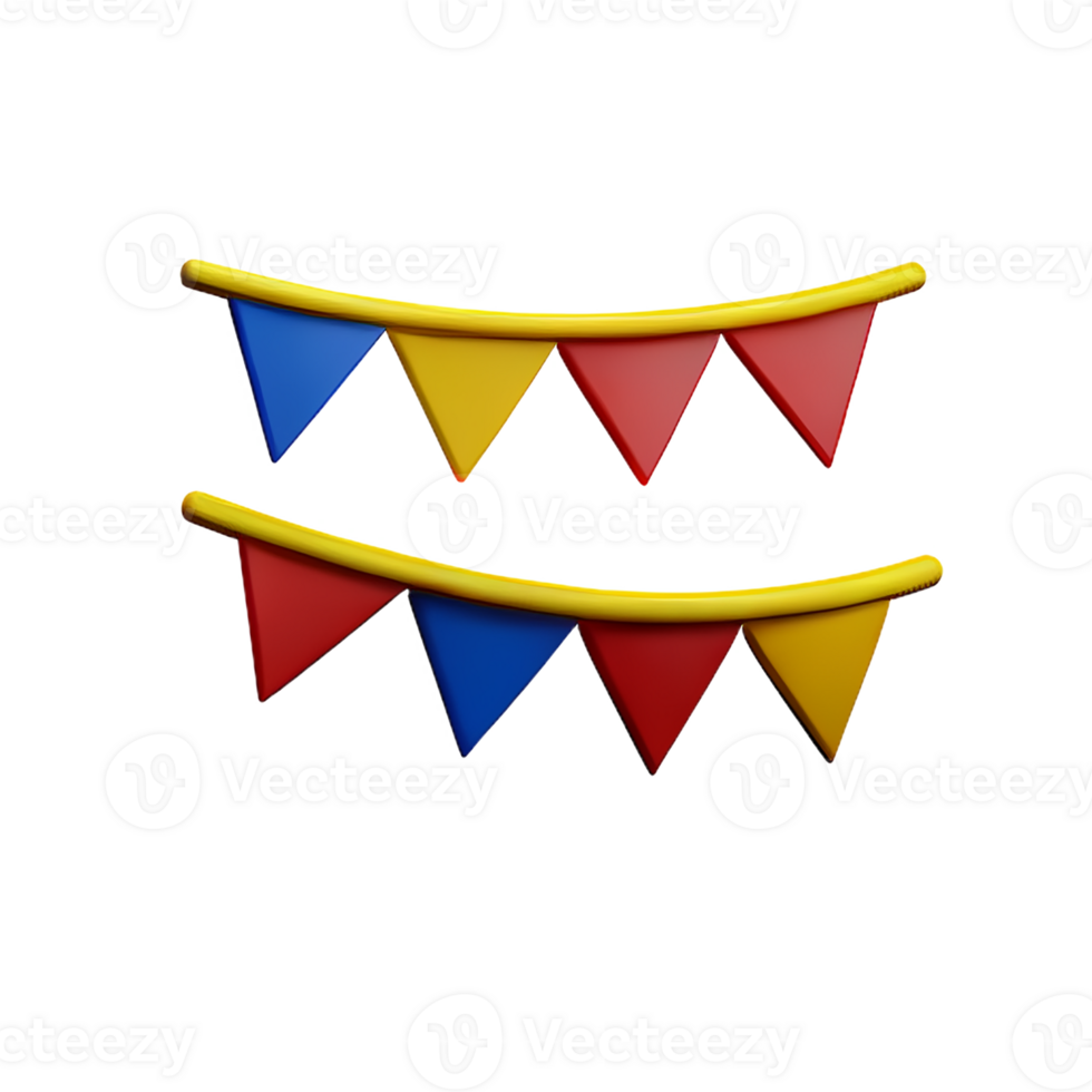 bunting 3d rendering icon illustration png