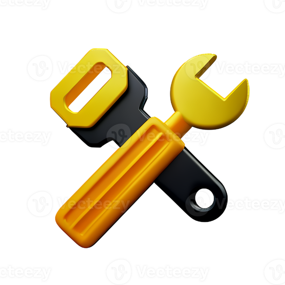 wrench 3d rendering icon illustration png