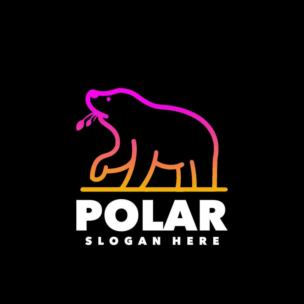 Polar bear line gradient vector