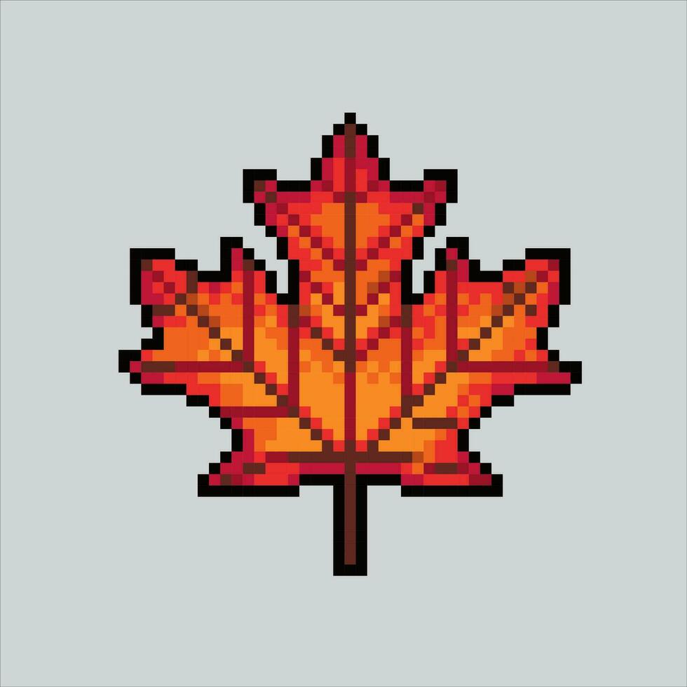 Pixel art illustration Maple Leaf. Pixelated Maple Leaf. Autumn Maple Leaf icon pixelated for the pixel art game and icon for website and video game. old school retro. vector