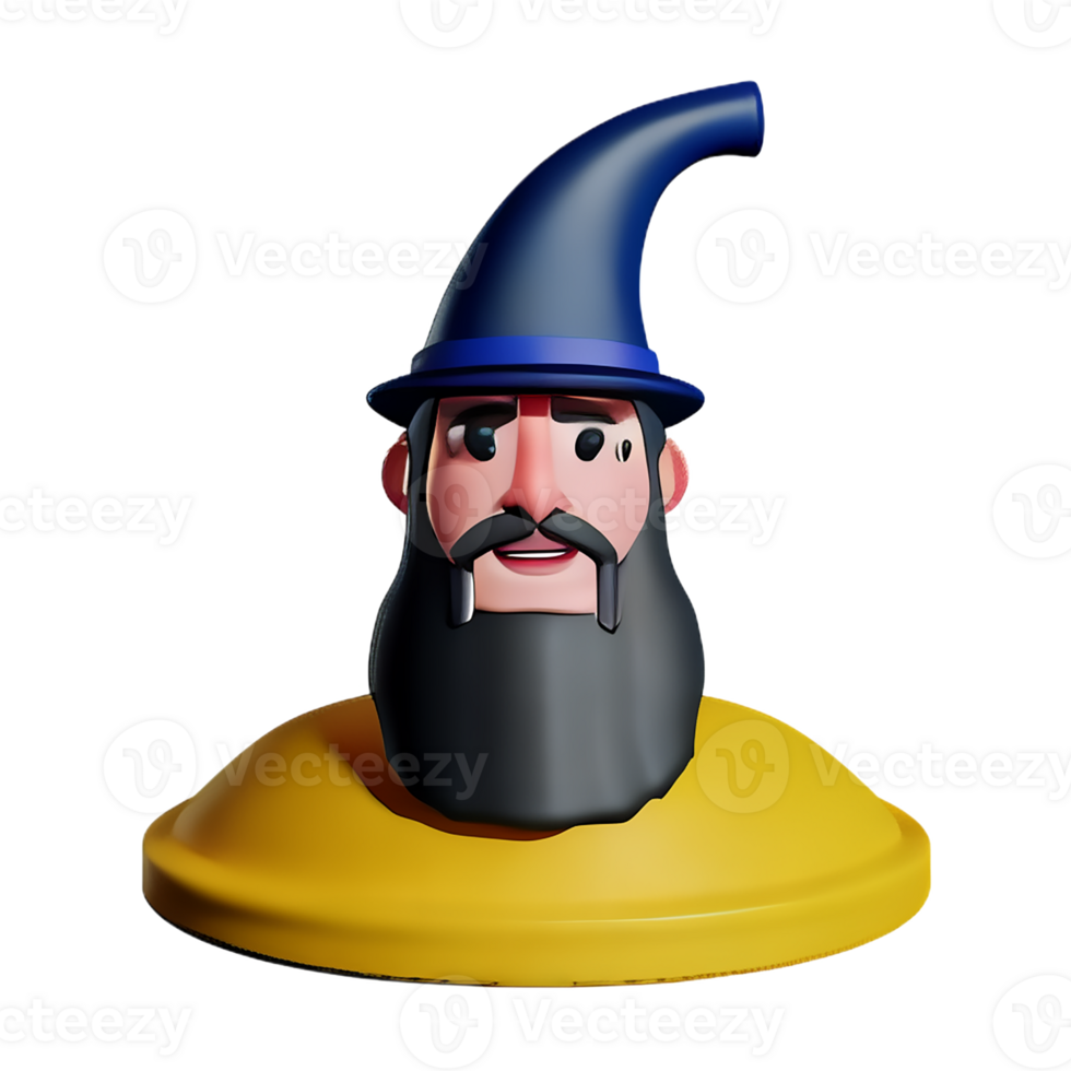 wizard face 3d rendering icon illustration png