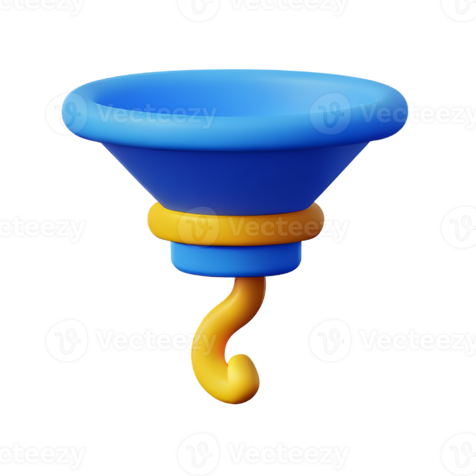 funnel 3d rendering icon illustration png