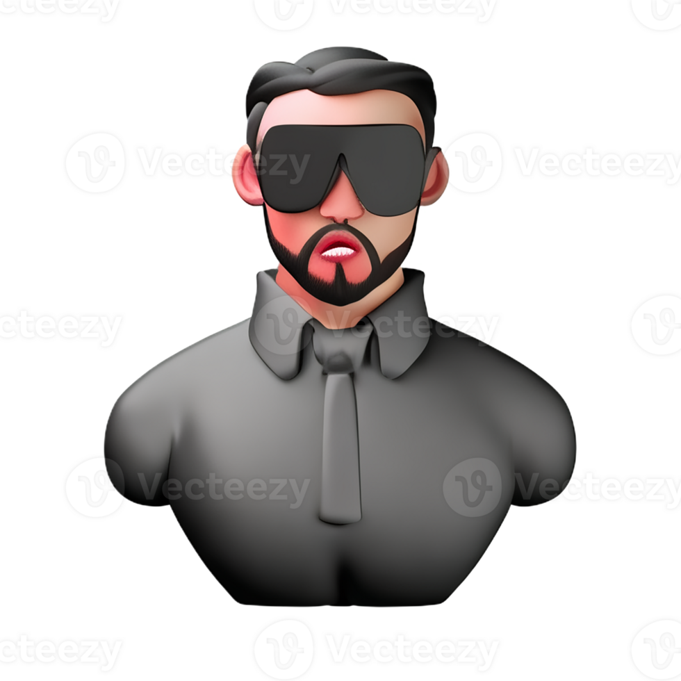 gangster ansikte 3d tolkning ikon illustration png