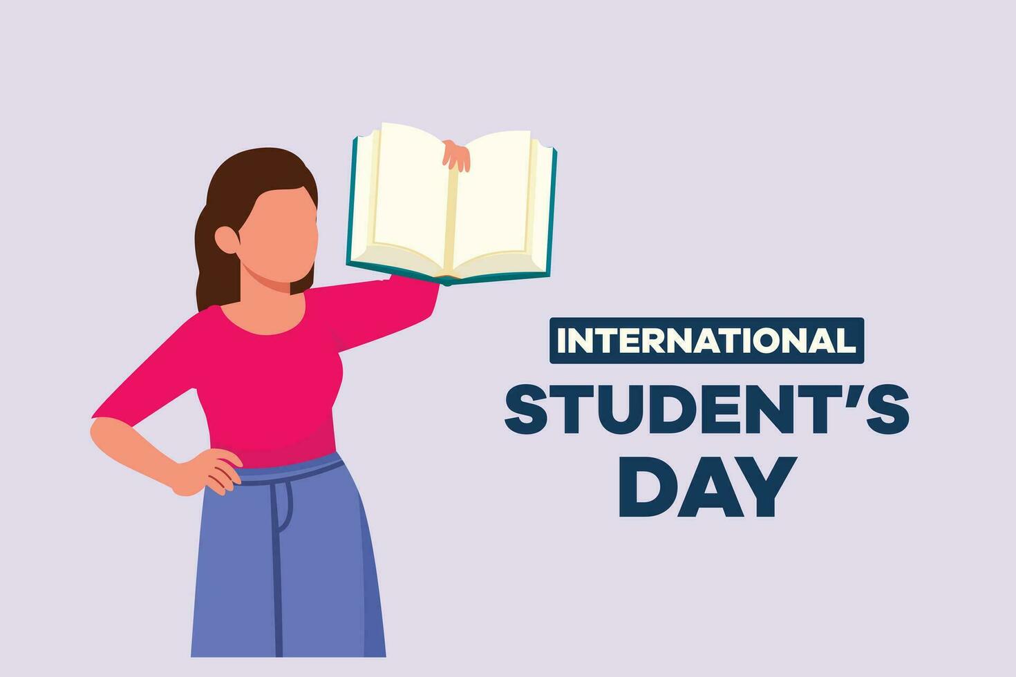 International student's day concept. Happy students. Colored flat vector illustration isolated.