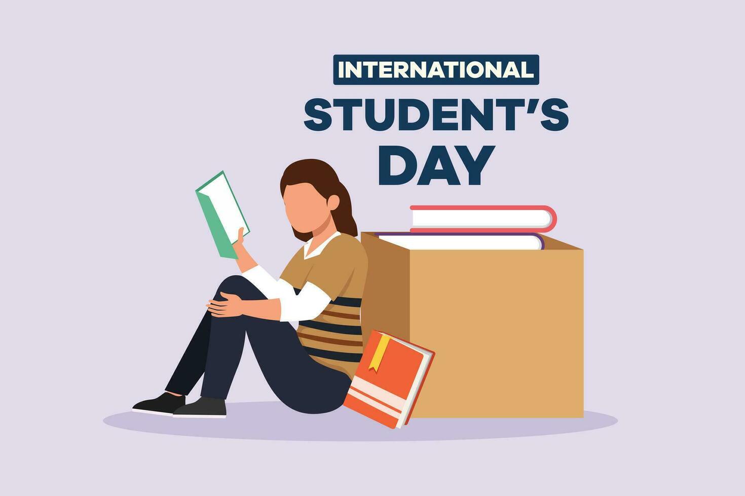 International student's day concept. Happy students. Colored flat vector illustration isolated.