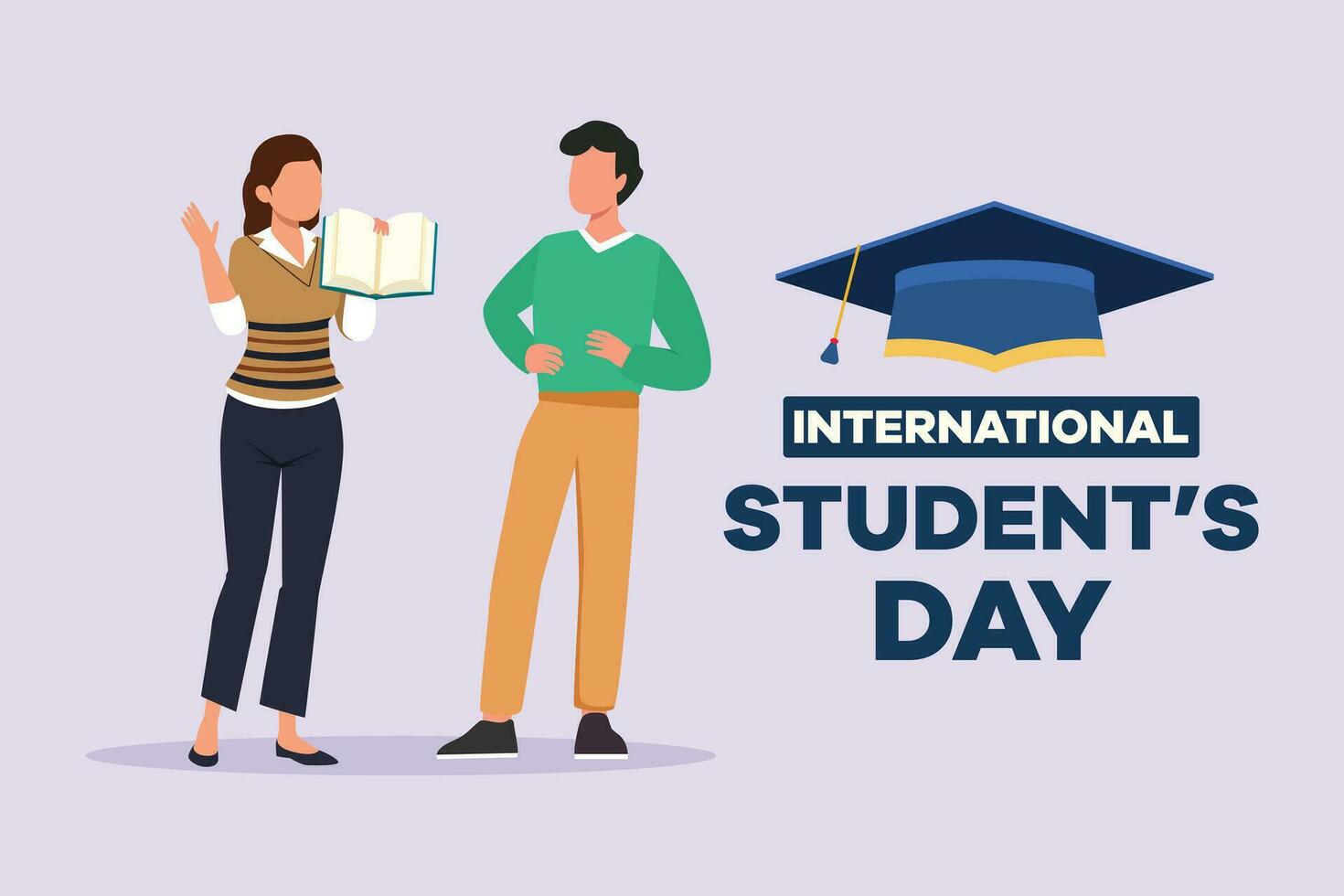 International student's day concept. Happy students. Colored flat vector illustration isolated.