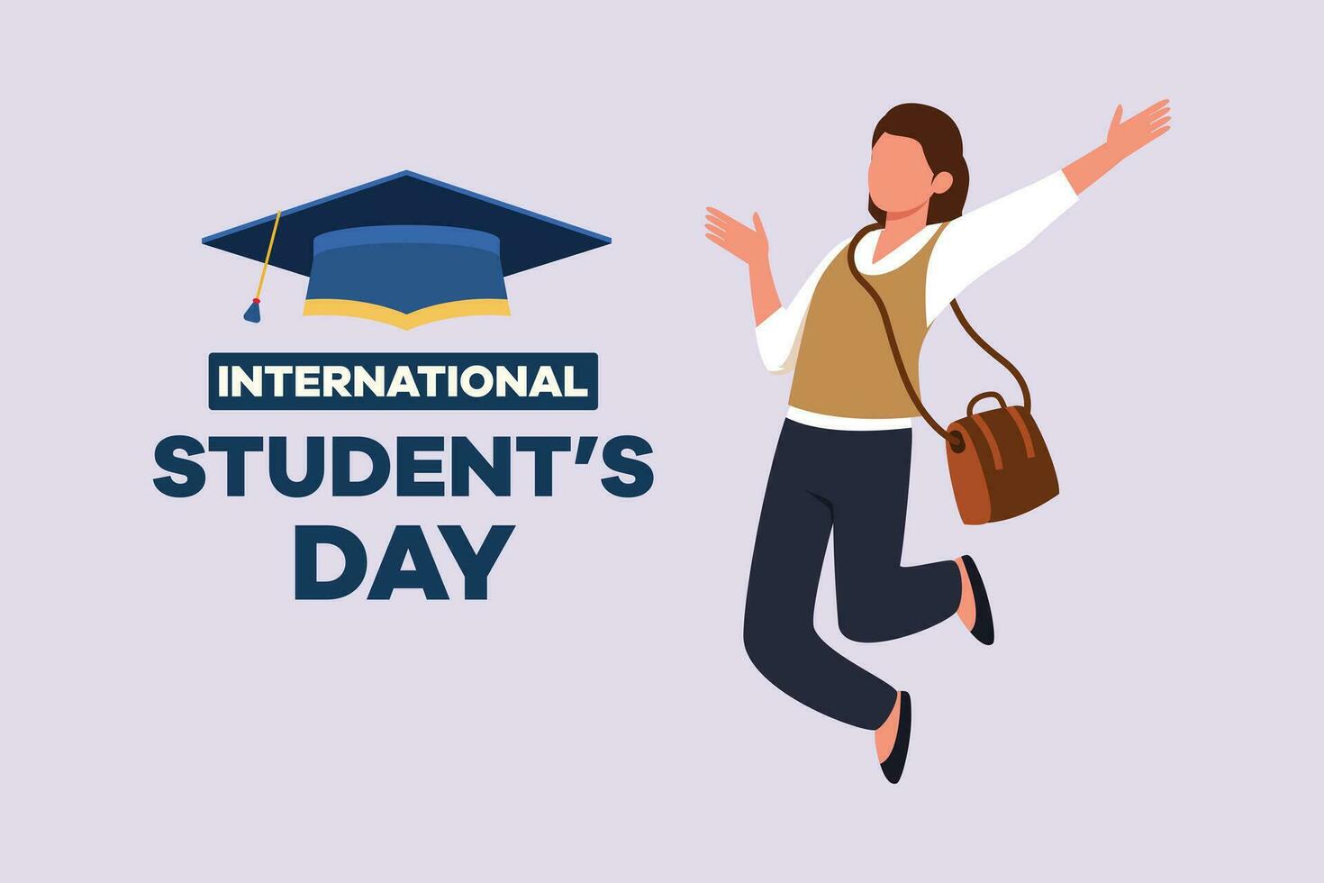 International student's day concept. Happy students. Colored flat vector illustration isolated.