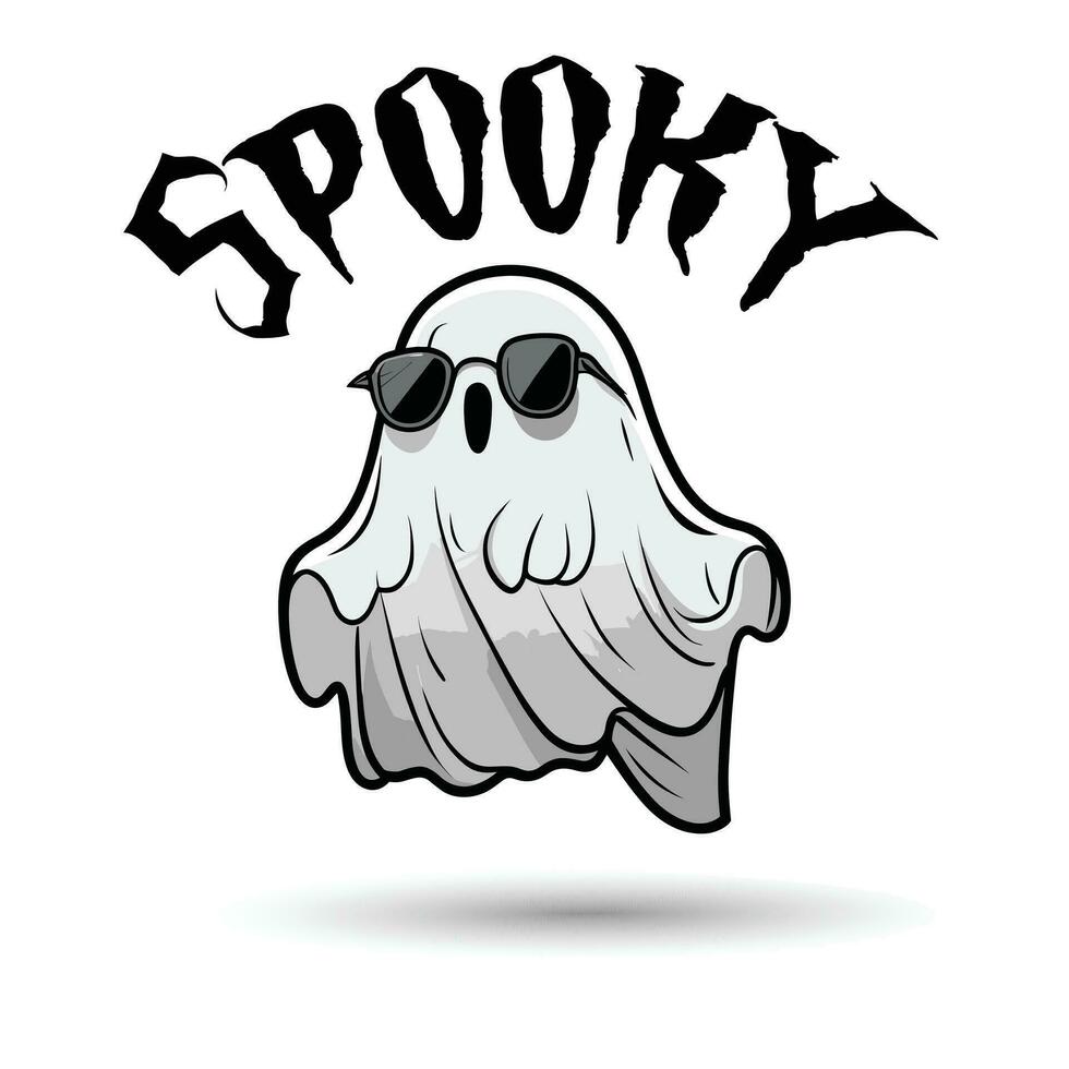 Cute cartoon spooky Ghost Character Vector Mascot Logo Design.