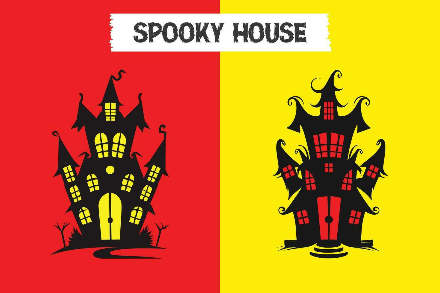 Halloween Spooky House Vector Silhouette