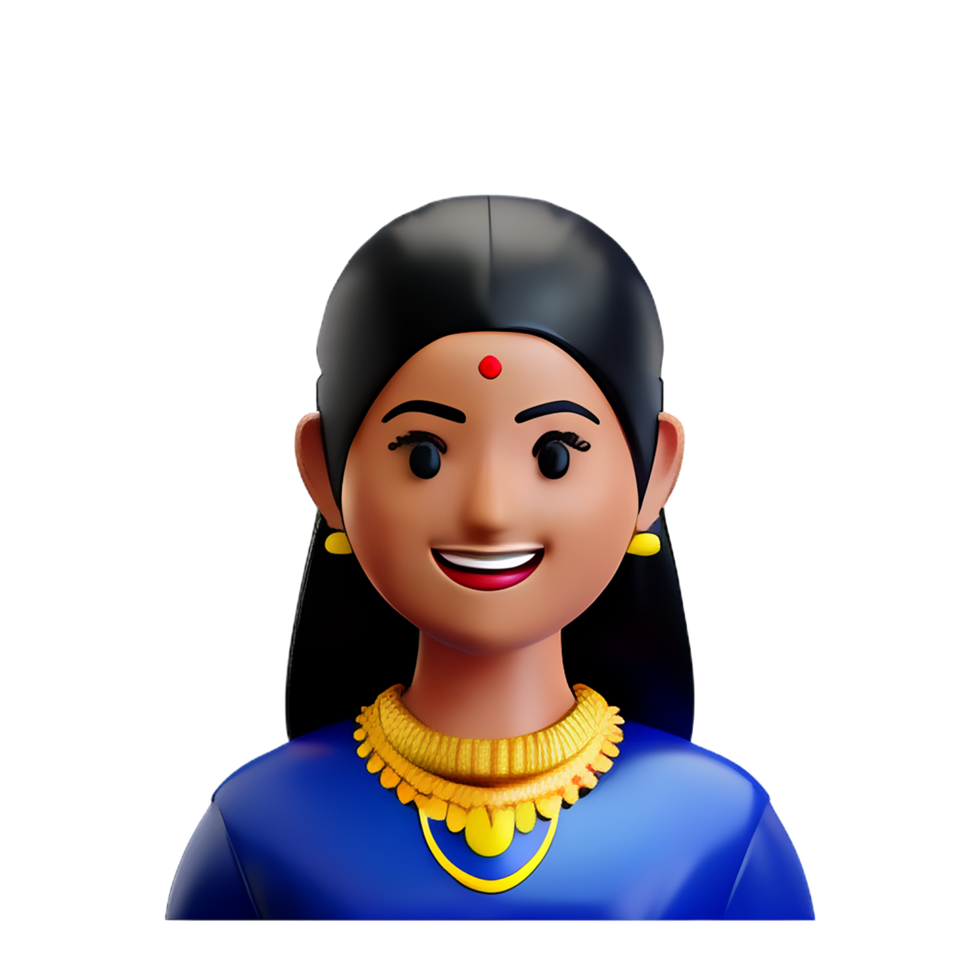indian bride face 3d rendering icon illustration png