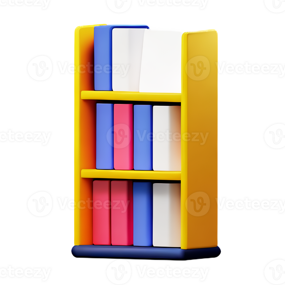 bookshelf 3d rendering icon illustration png