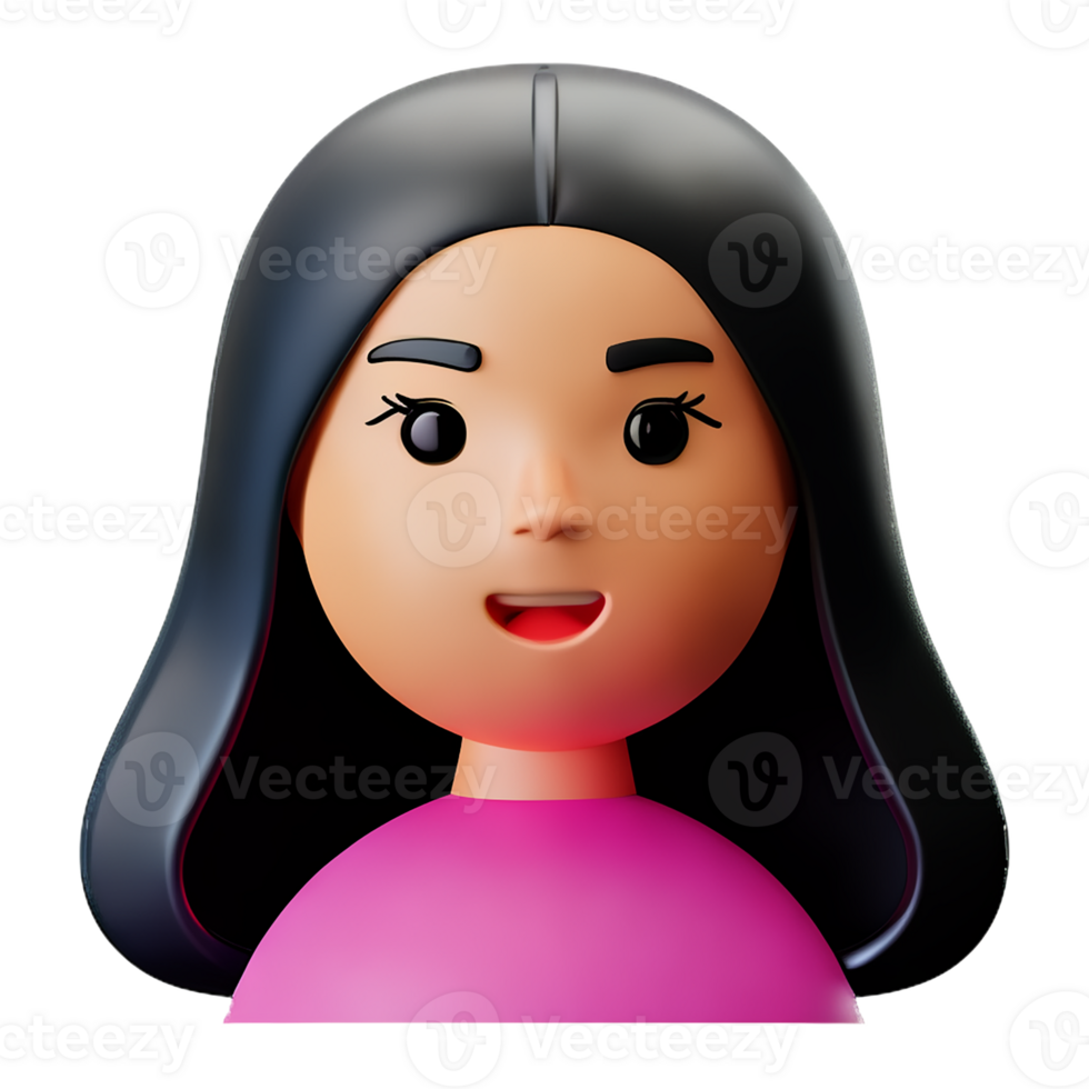 little girl face 3d rendering icon illustration png