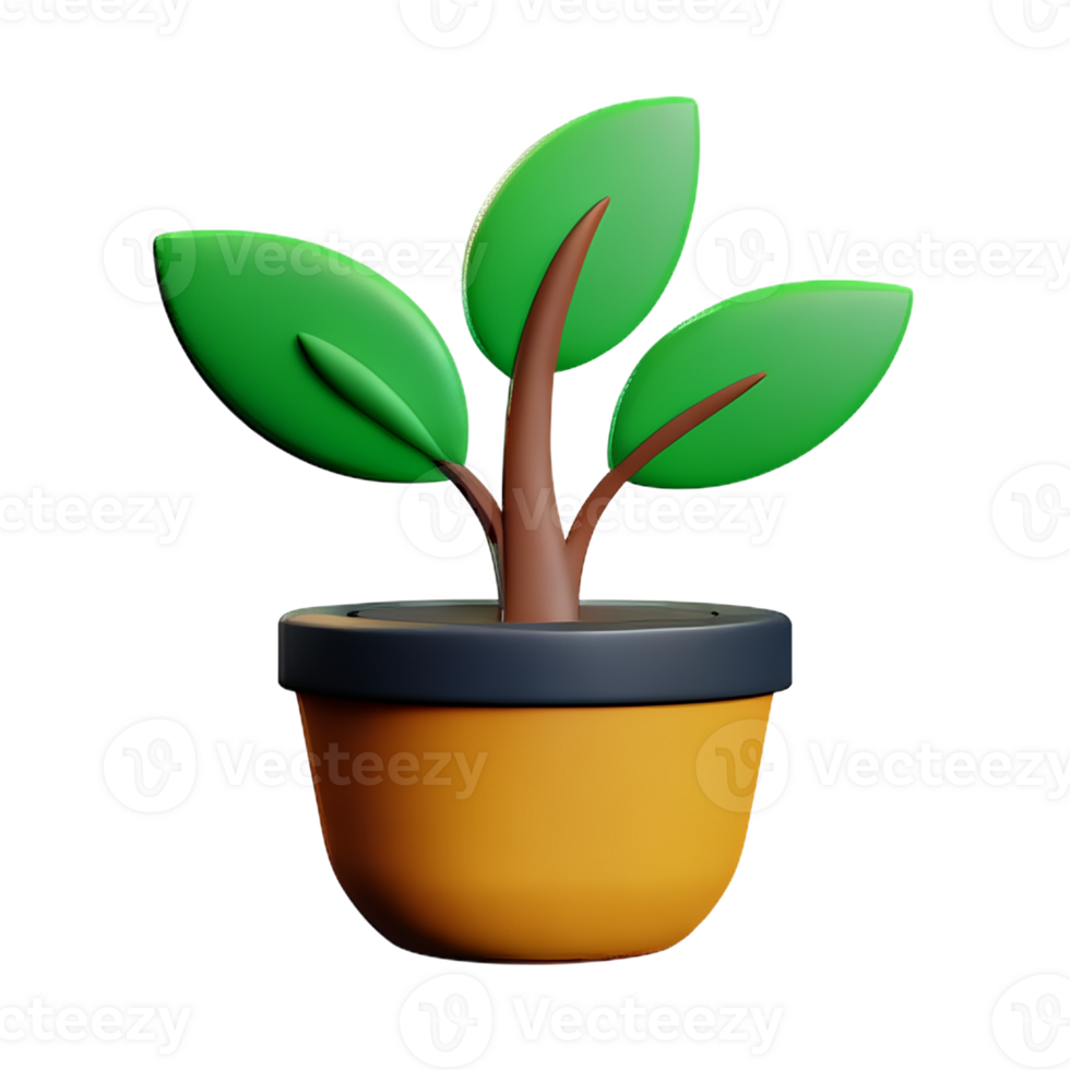 potted plants 3d rendering icon illustration png