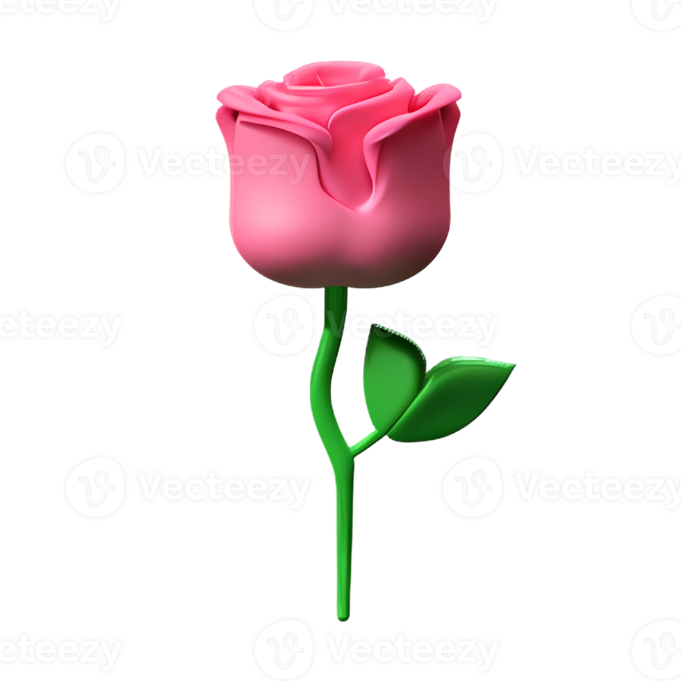 pink rose 3d rendering icon illustration png