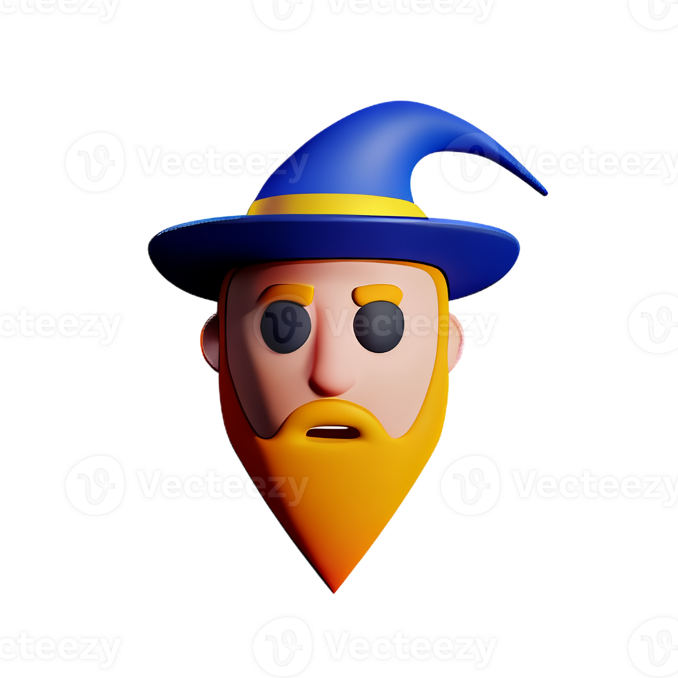 wizard face 3d rendering icon illustration png
