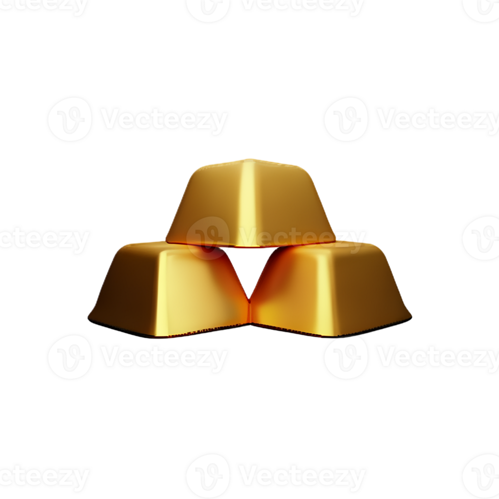gold bar 3d rendering icon illustration png