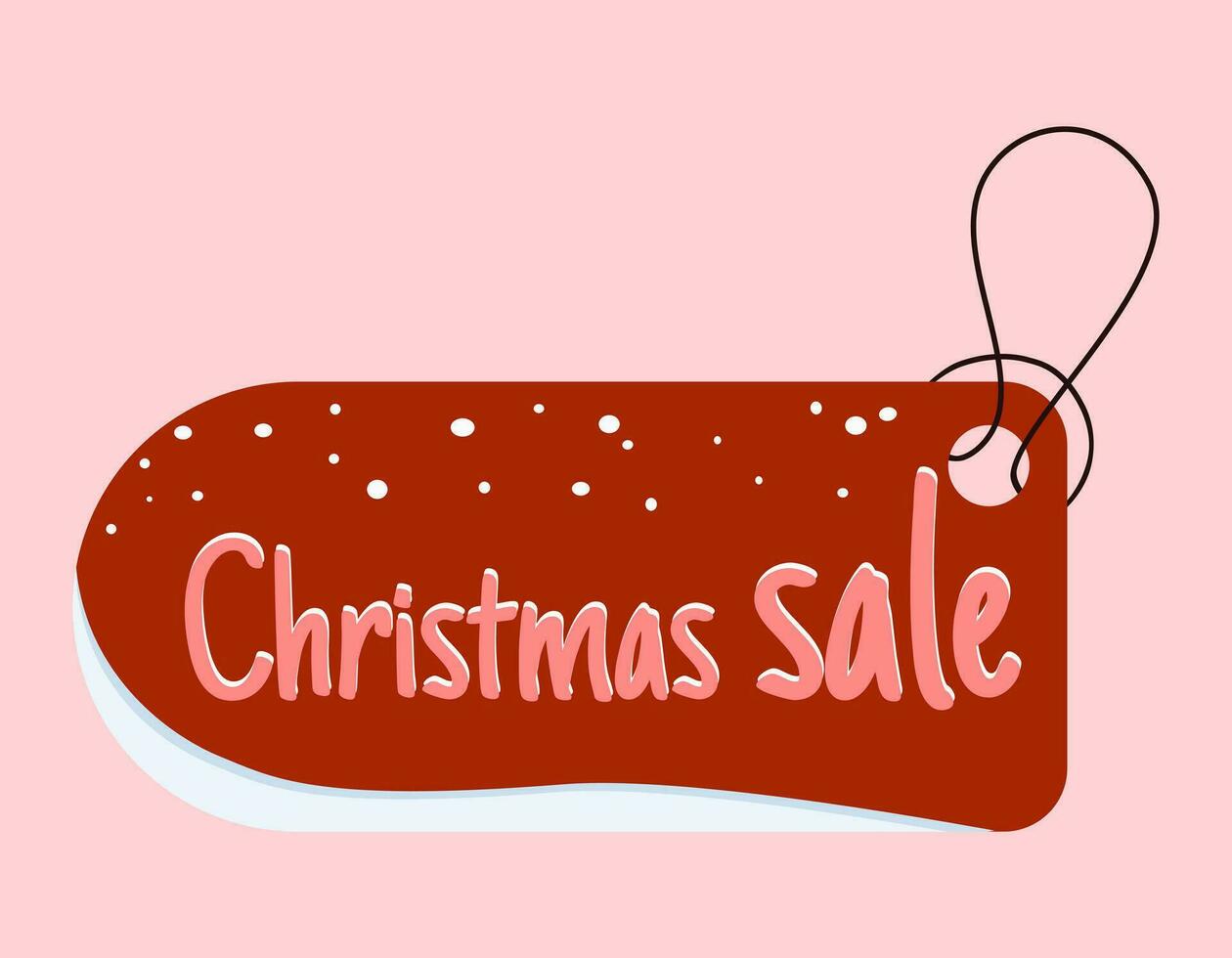 Christmas sale label vector, red discount label isolated on pink background vector