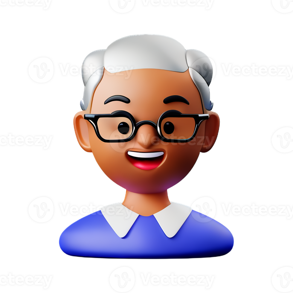 grandma face 3d rendering icon illustration png