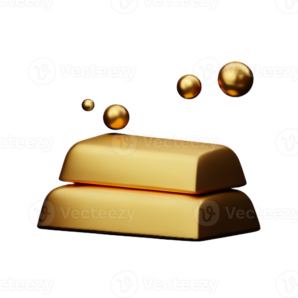 gold bar 3d rendering icon illustration png