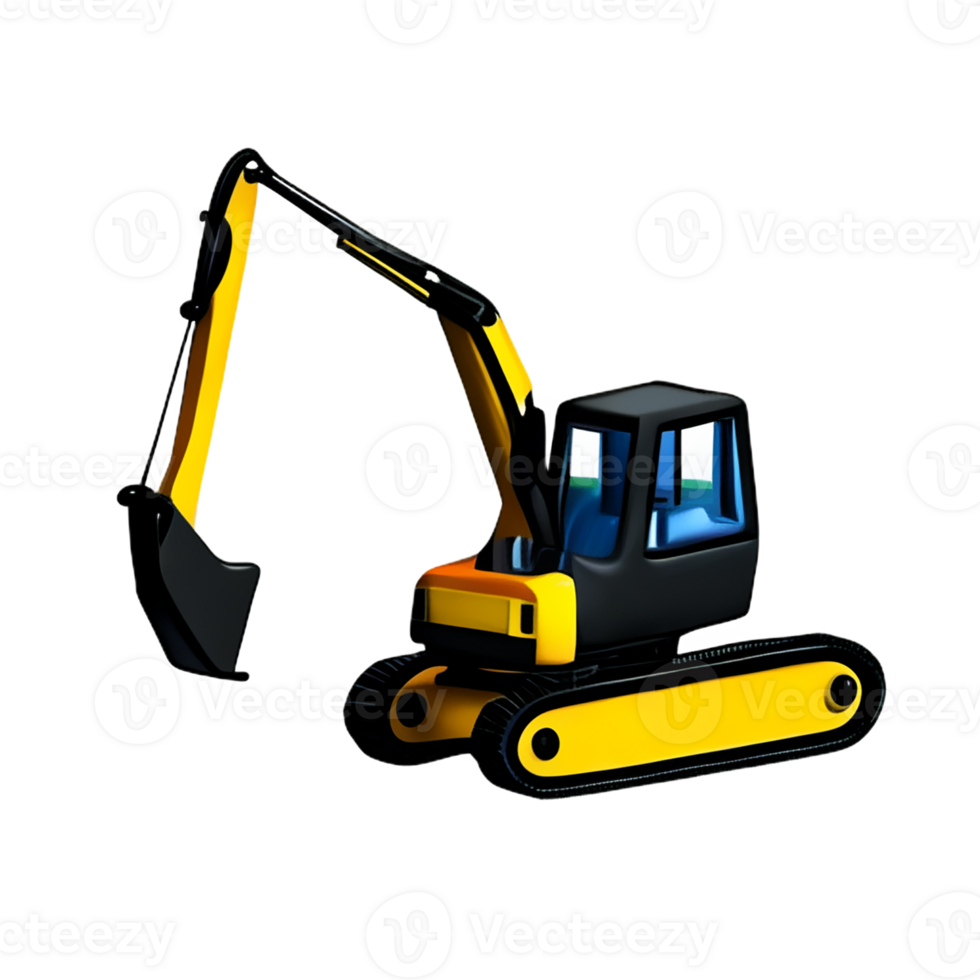 excavator 3d rendering icon illustration png