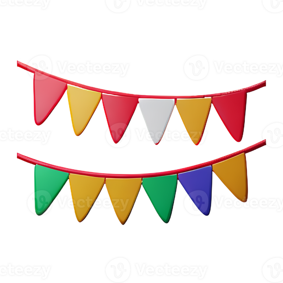 bunting 3d rendering icon illustration png