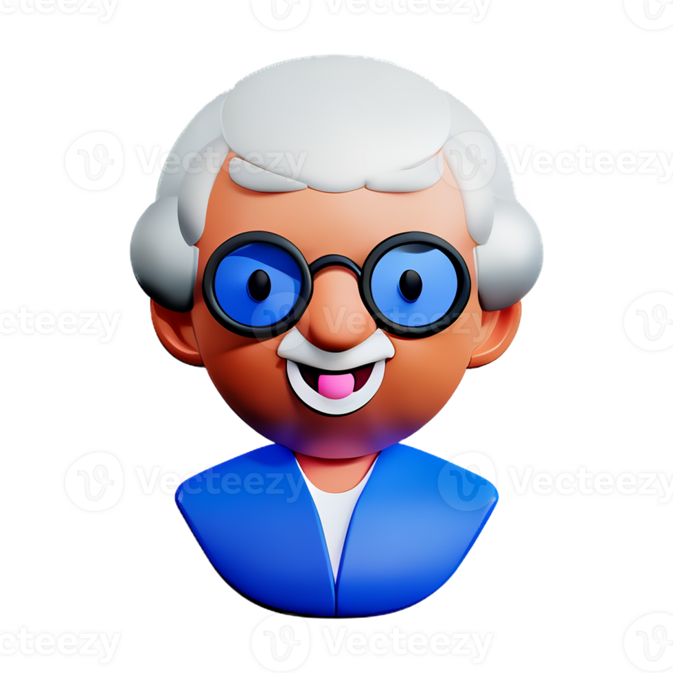 grandma face 3d rendering icon illustration png