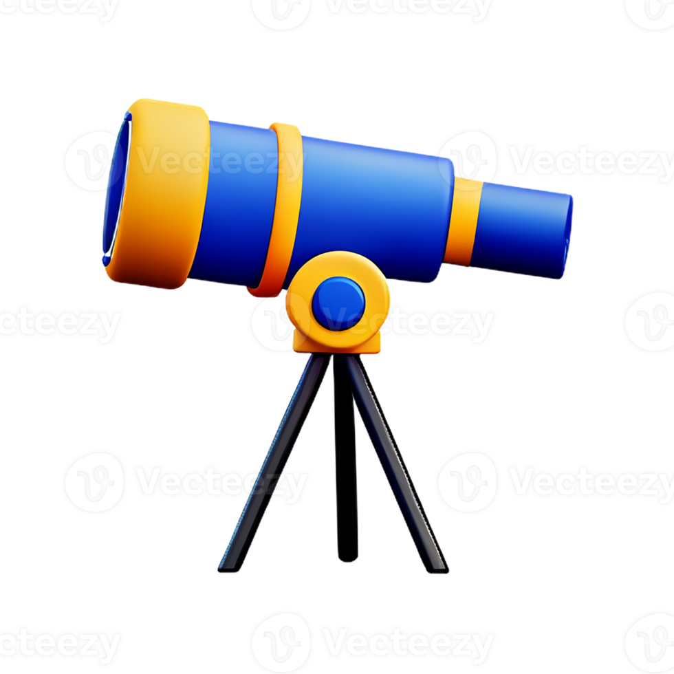 telescope 3d rendering icon illustration png
