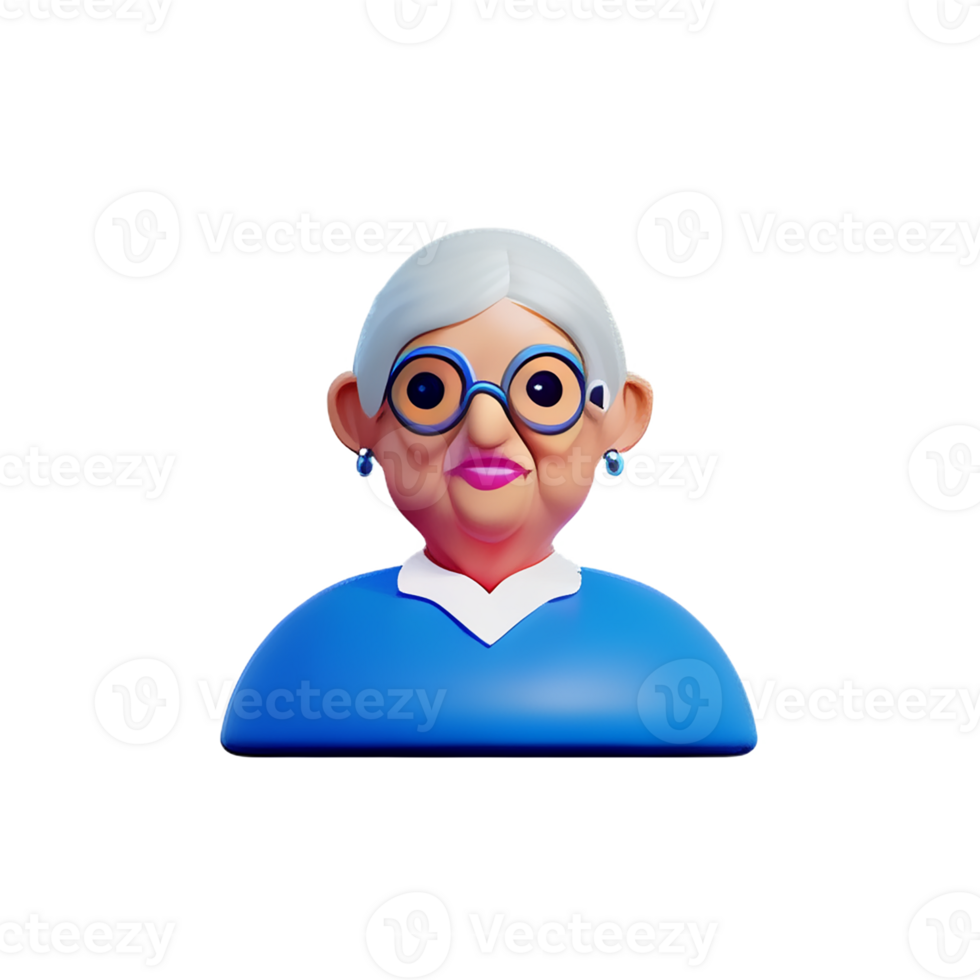 grandma face 3d rendering icon illustration png