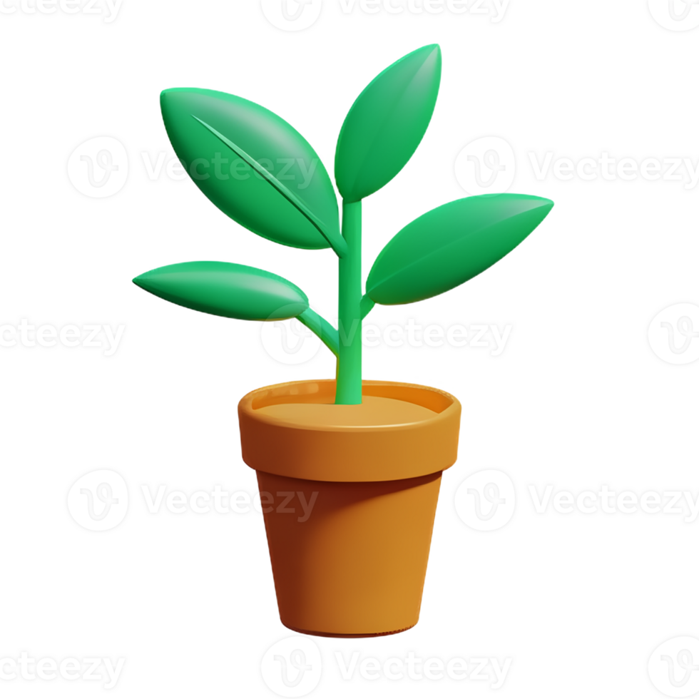 potted plants 3d rendering icon illustration png