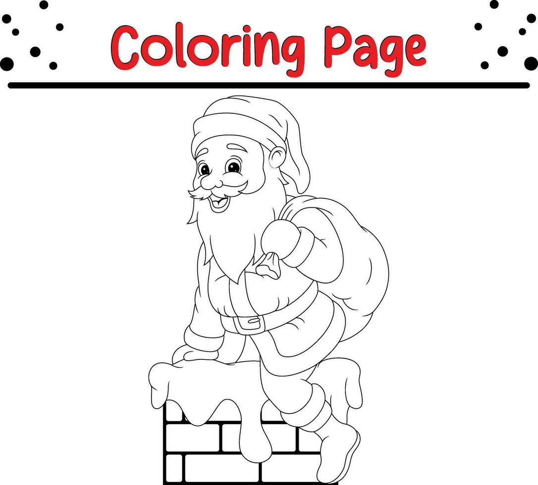 Navidad Papa Noel con bolso colorante página para niños. vector negro y blanco ilustración aislado en blanco antecedentes.