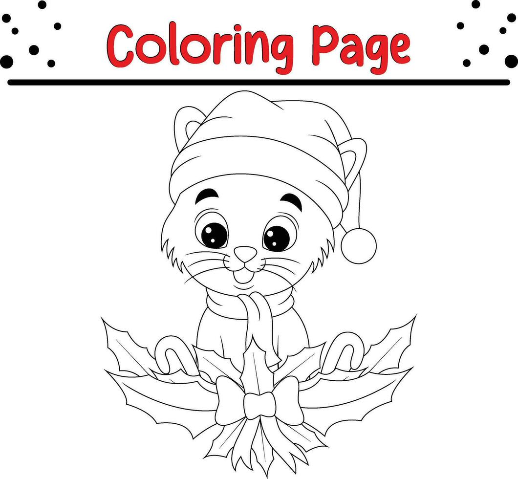 Happy Christmas animal coloring page for children. vector