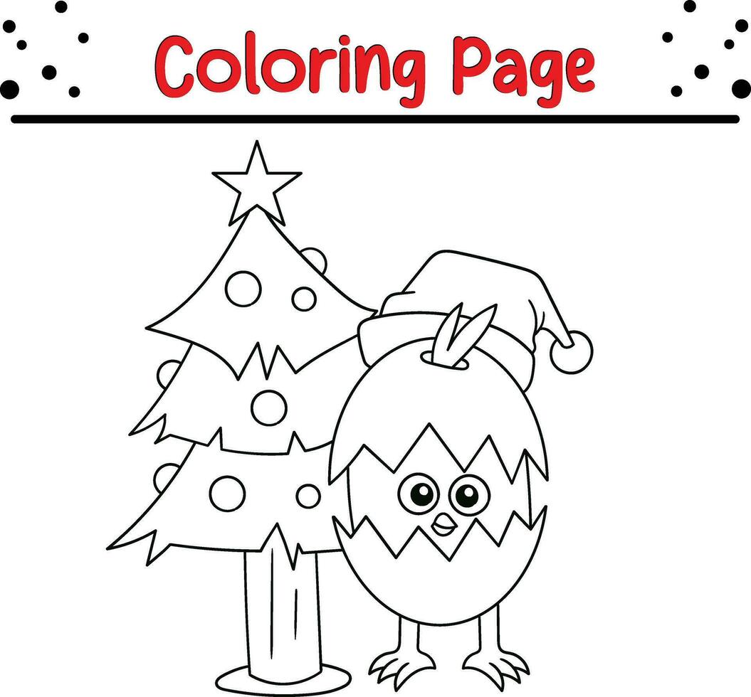 Happy Christmas coloring page for children. .Line art design for kids coloring page. Vector illustration. Isolated on white background.