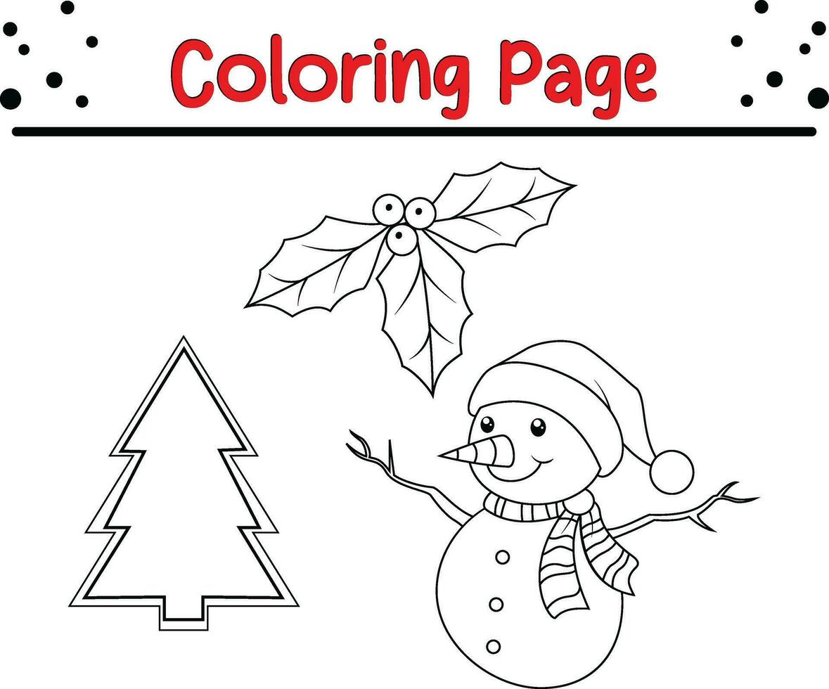 Cute Christmas element coloring page for kids. Happy Winter Christmas theme coloring book. vector