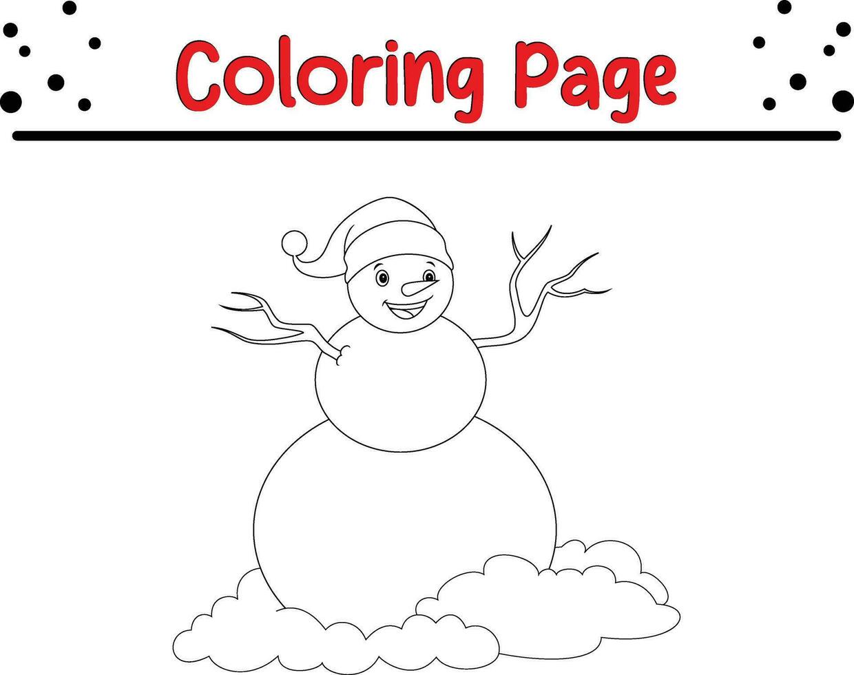 Cute snowman Christmas coloring page for kids. Happy Winter Christmas theme coloring book. vector