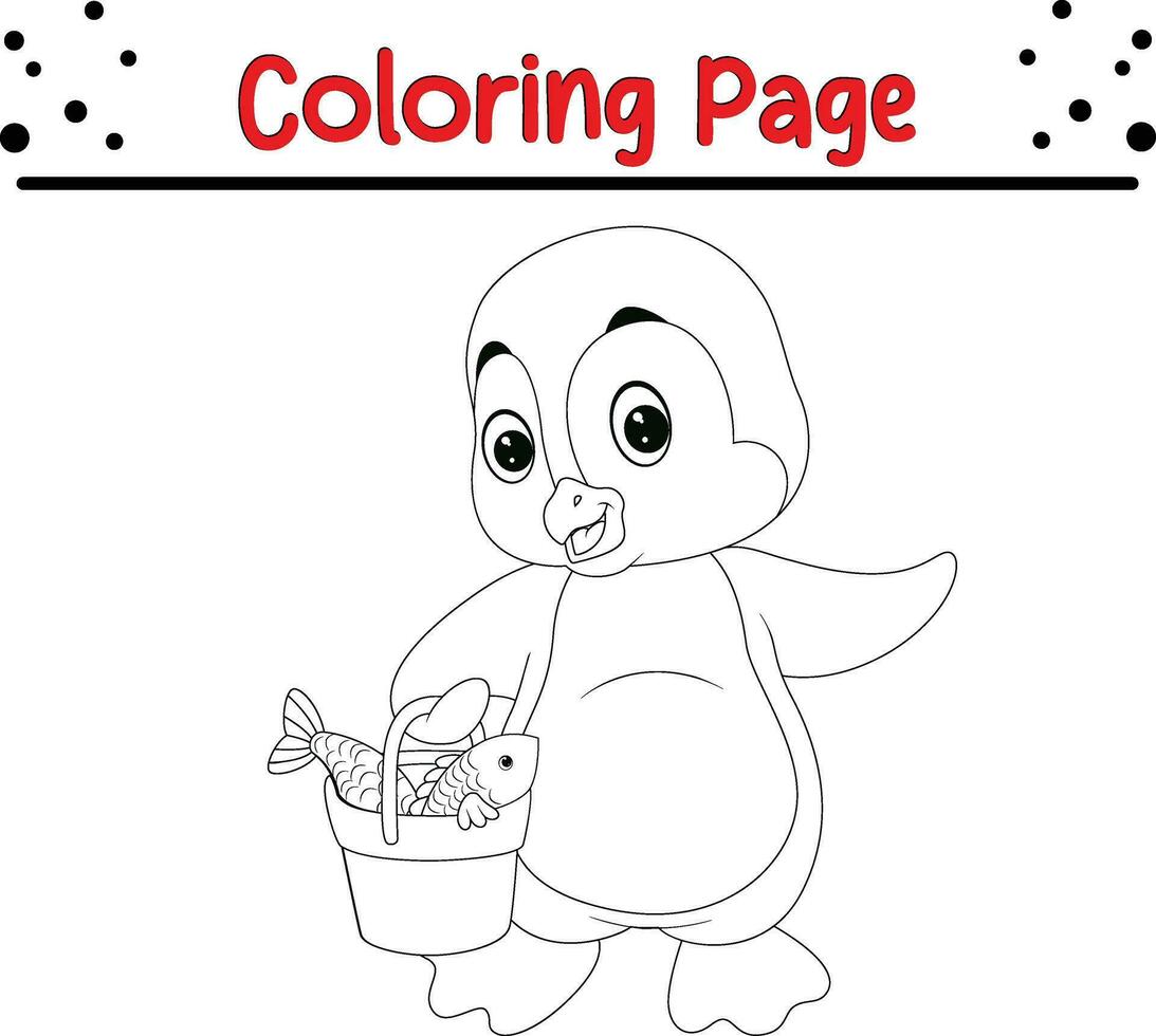 Happy Christmas animal coloring page for children. .Line art design for kids coloring page. Vector illustration. Isolated on white background.