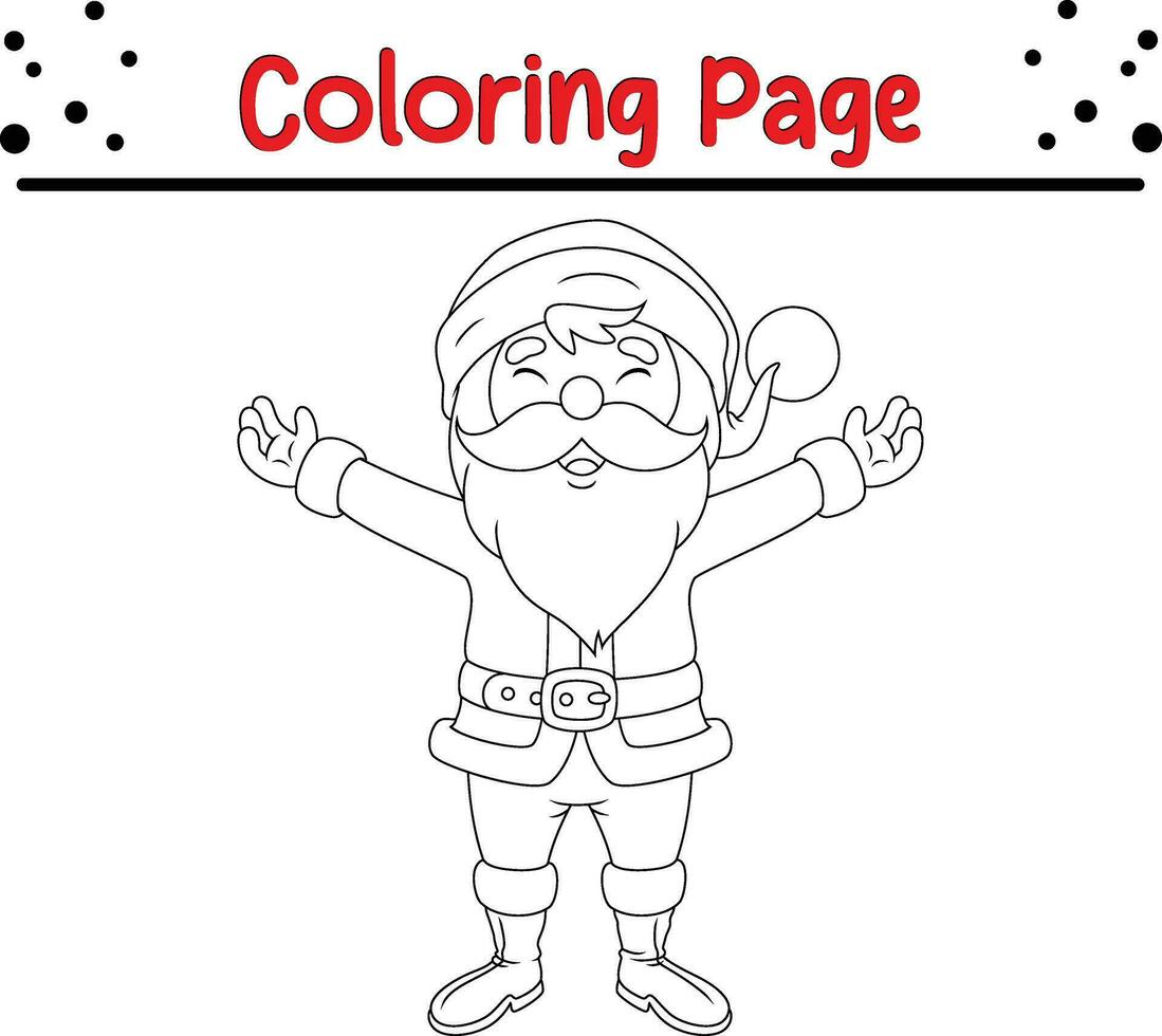 Happy  Santa Claus Christmas coloring page for kids. Happy Winter Christmas theme coloring book. vector