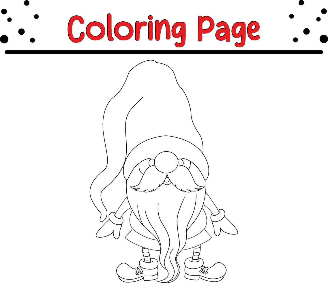 Cute gnomes Christmas coloring page for kids. Happy Winter Christmas theme coloring book. vector