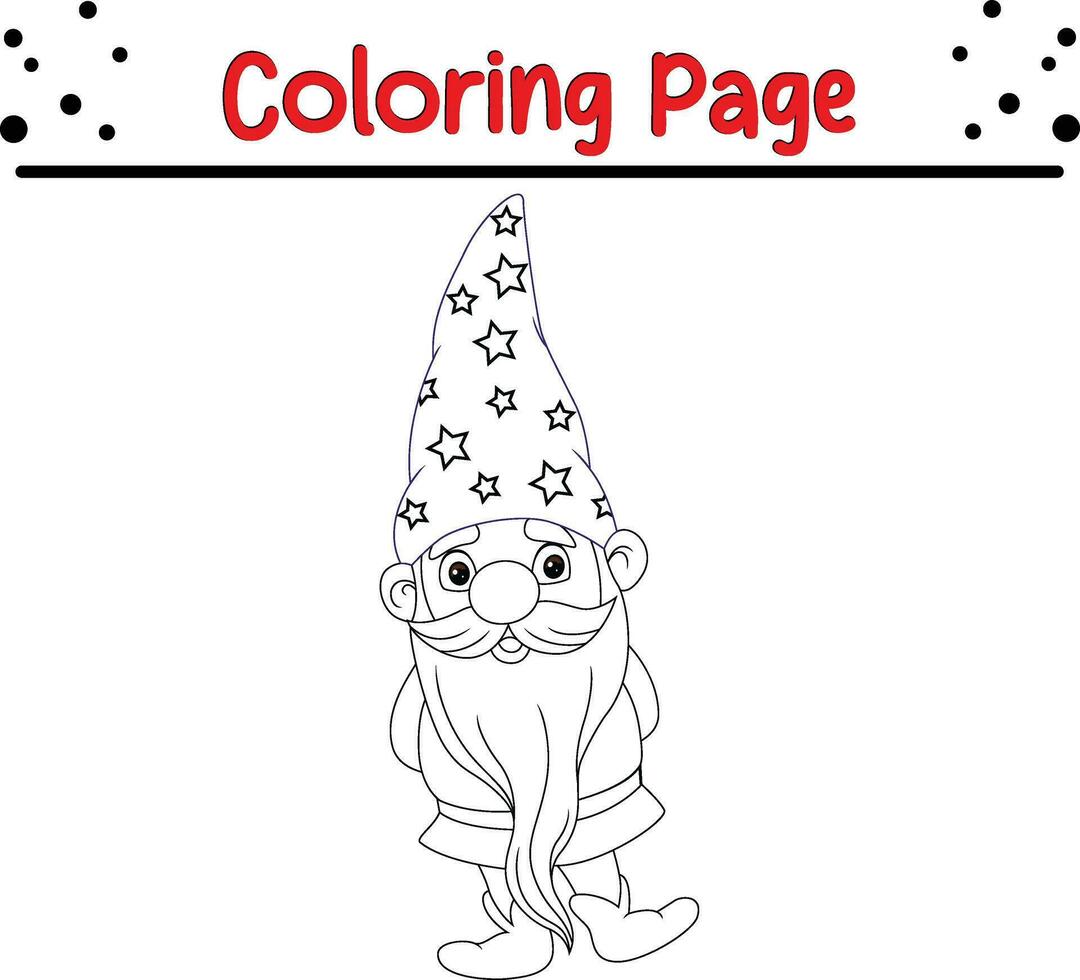 Cute gnomes Christmas coloring page for kids. Happy Winter Christmas theme coloring book. vector