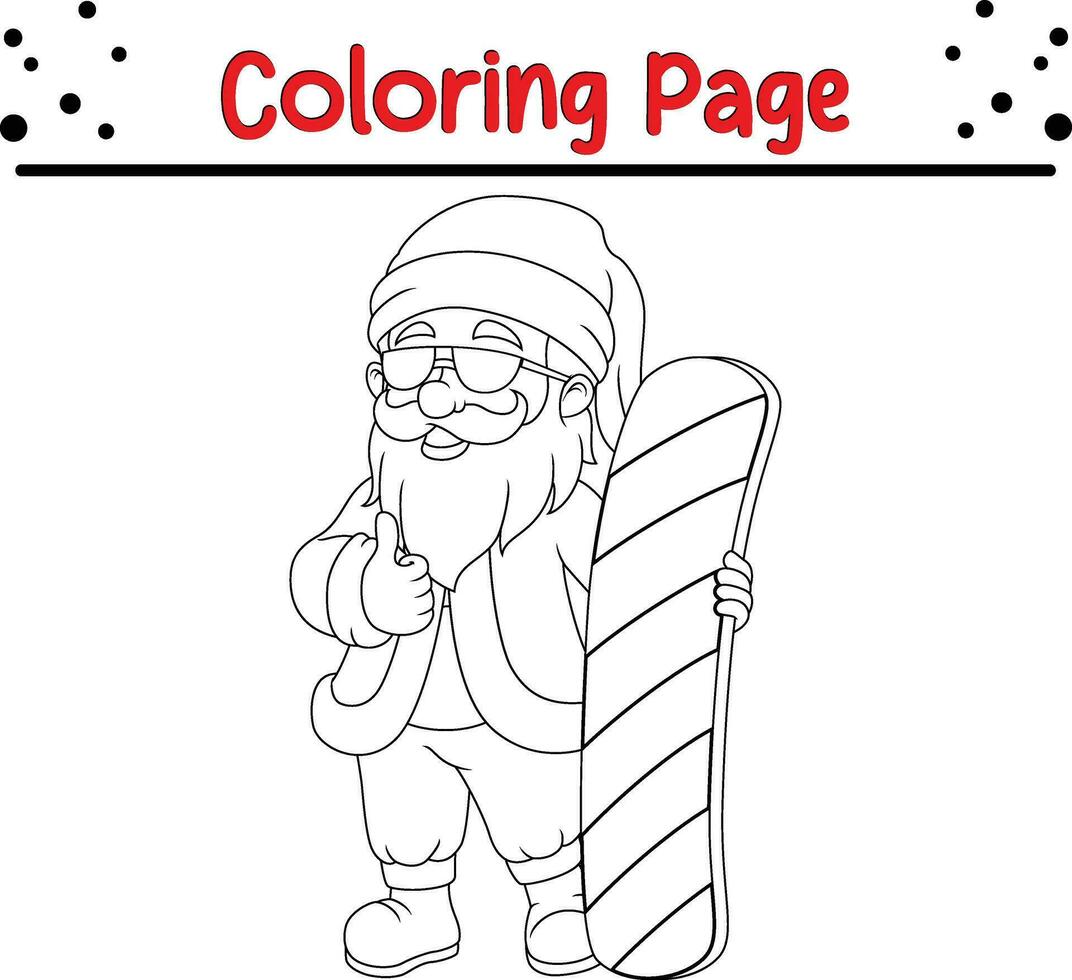 Happy Christmas Cute Santa coloring page for children. vector