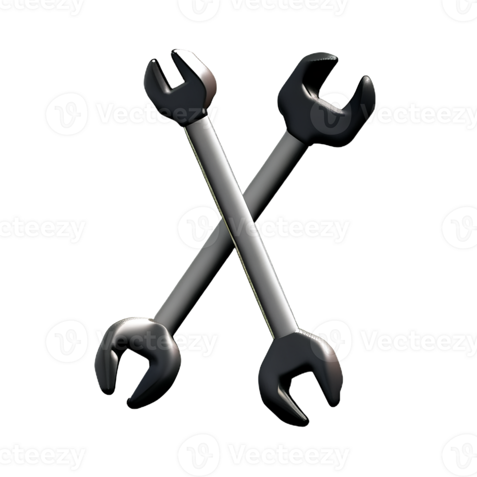 wrench 3d rendering icon illustration png