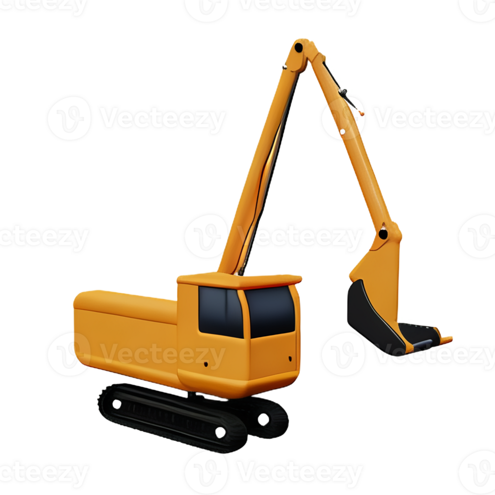 excavator 3d rendering icon illustration png